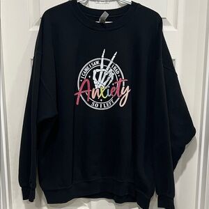 (11) Black Anxiety Graphic Sweatshirt